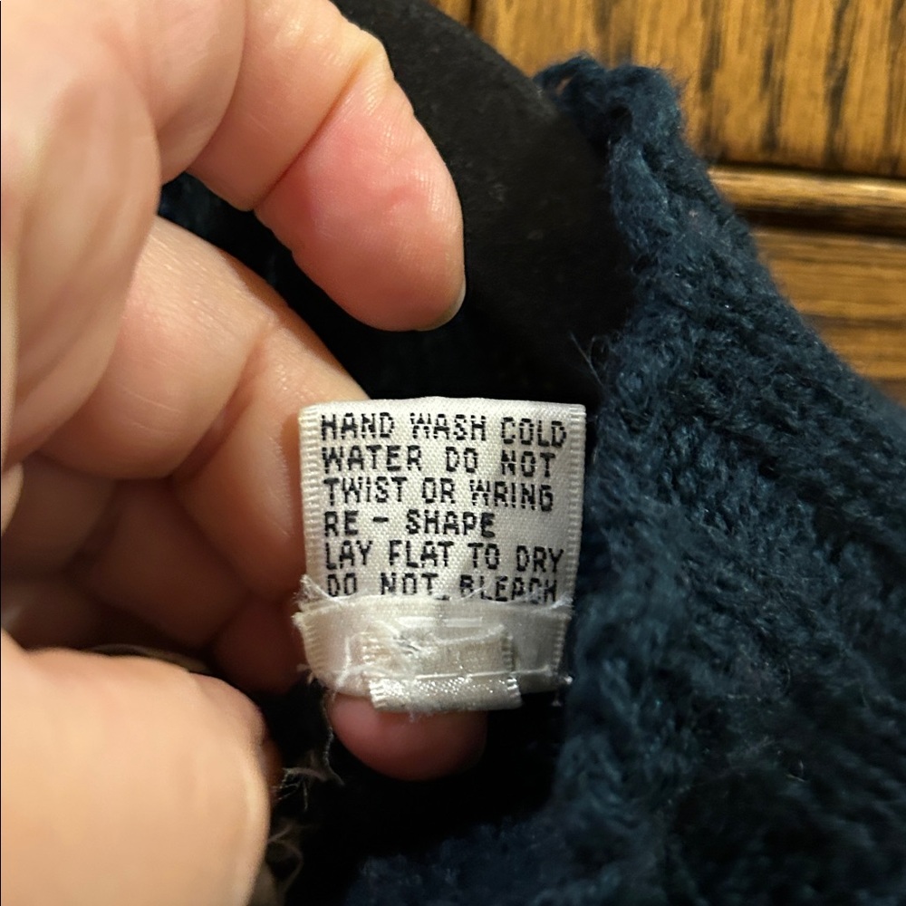 Vintage Evan Picone Hand Knit Wool Mohair Cable Sweater Teal Aztec Women's Large - Picture 5 of 8